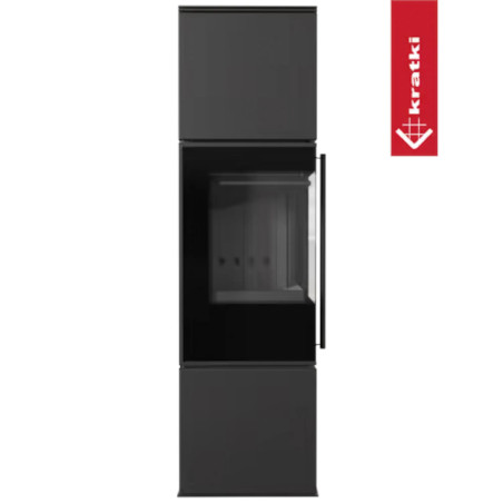 Piec stalowy KRATKI REN/M lewy Ø 150 7 kW czarne wyłożenie