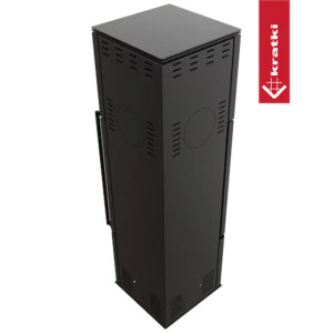 Piec stalowy KRATKI REN/M lewy Ø 150 7 kW czarne wyłożenie