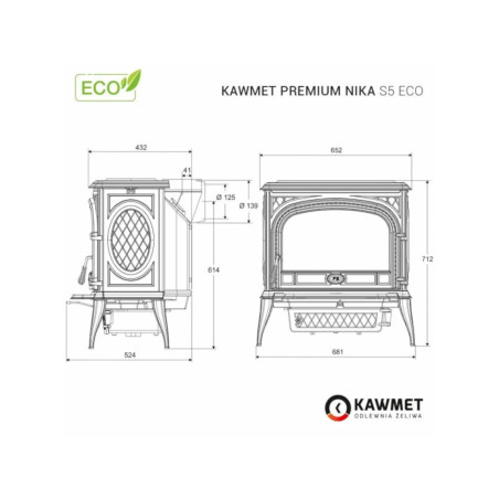 Piec wolnostojący KAWMET Premium NIKA S5 ECO 11,3kW