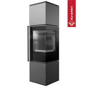 Piec stalowy KRATKI REN/M prawy Ø 150 7 kW czarne wyłożenie