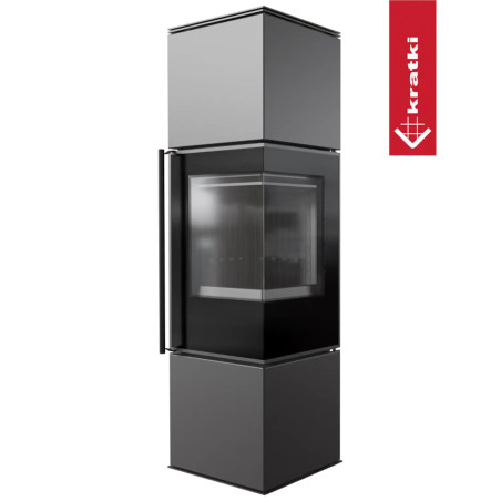 Piec stalowy KRATKI REN/M prawy Ø 150 7 kW czarne wyłożenie