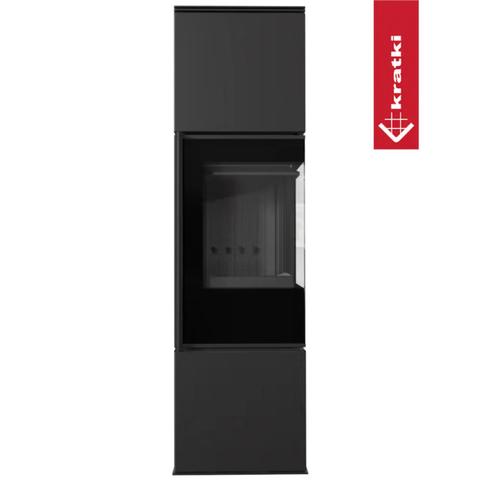 Piec stalowy KRATKI REN/M prawy Ø 150 7 kW czarne wyłożenie