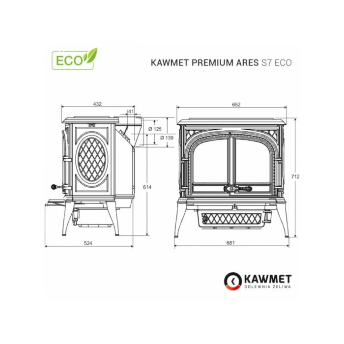 Piec wolnostojący KAWMET Premium ARES S7 ECO 11,3kW