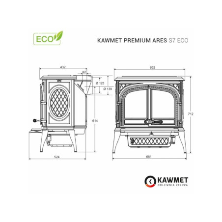 Piec wolnostojący KAWMET Premium ARES S7 ECO 11,3kW