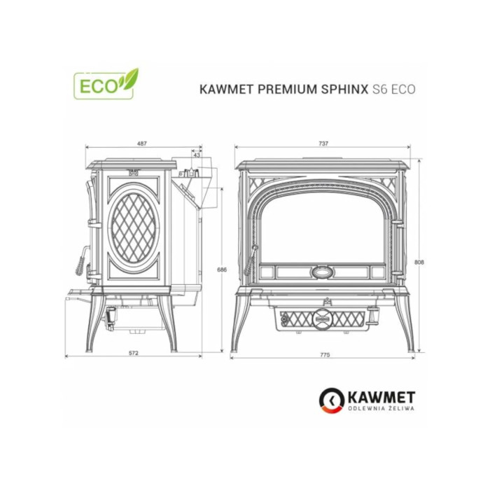 Piec wolnostojący KAWMET Premium SPHINX S6 ECO 13,9kW
