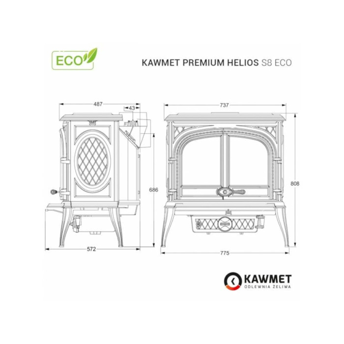Piec wolnostojący KAWMET Premium HELIOS S8 ECO 13,9kW