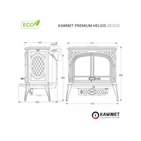Piec wolnostojący KAWMET Premium HELIOS S8 ECO 13,9kW