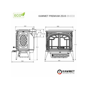 Piec wolnostojący KAWMET Premium ZEUS S9 ECO 11,3kW