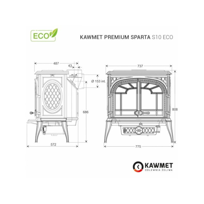Piec wolnostojący KAWMET Premium SPARTA S10 ECO 13,9kW
