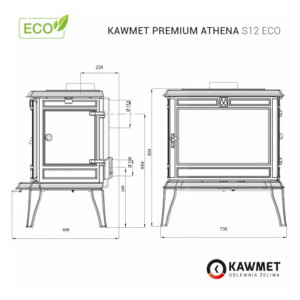 Piec wolnostojący KAWMET Premium ATHENA S12 ECO 12,3kW