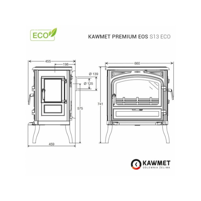 Piec wolnostojący KAWMET Premium EOS S13 ECO 10kW