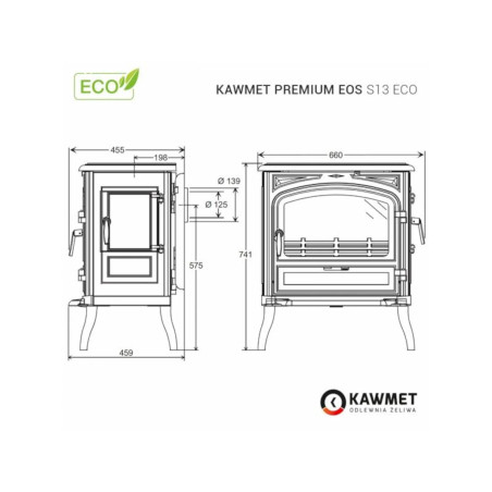 Piec wolnostojący KAWMET Premium EOS S13 ECO 10kW