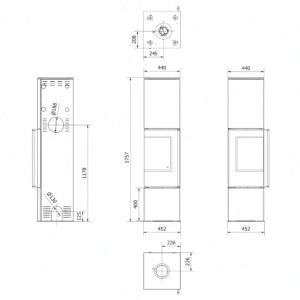 Piec stalowy KRATKI REN/L lewy Ø 150 7 kW