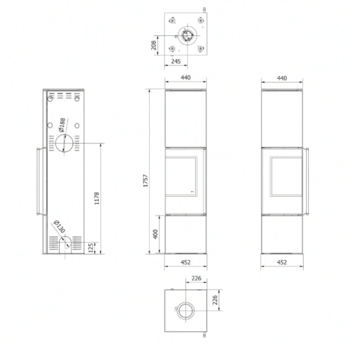 Piec stalowy KRATKI REN/L lewy Ø 150 7 kW