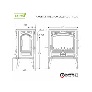 Piec wolnostojący KAWMET Premium SELENA S14 ECO 6,5kW