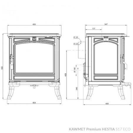 Piec wolnostojący KAWMET Premium HESTIA S17 ECO 4,6kW