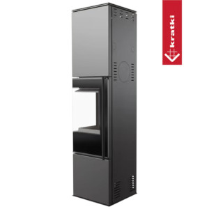 Piec stalowy KRATKI REN/L lewy Ø 150 7 kW czarne wyłożenie