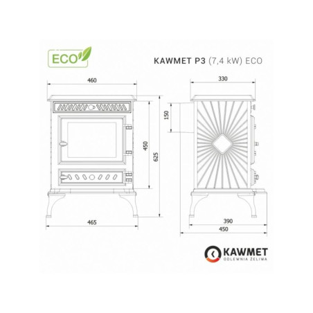 Piec wolnostojący KAWMET P3 ECO 7,4kW