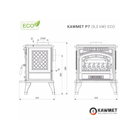 Piec wolnostojący KAWMET P7 ECO 9,3kW