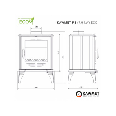Piec wolnostojący KAWMET P8 ECO 7,9kW