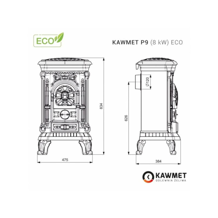 Piec wolnostojący KAWMET P9 ECO 8kW