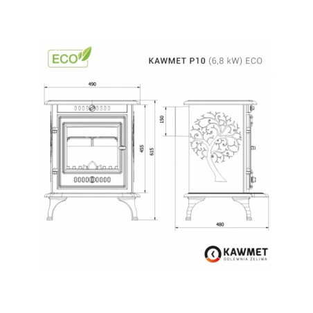 Piec wolnostojący KAWMET P10 ECO 6,8kW