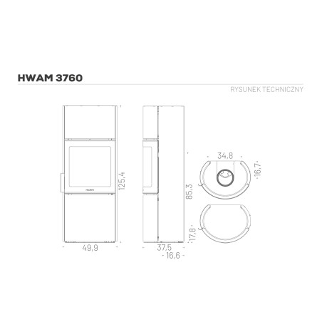 Piec wolnostojący Hwam 3760m tylny wylot spalin – Autopilot