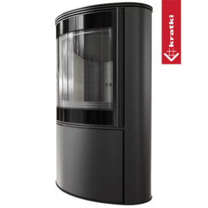 Piec stalowy KRATKI BJORN Ø 150 8 kW czarne wyłożenie