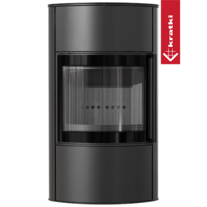 Piec stalowy KRATKI BJORN/W Ø 150 8 kW czarne wyłożenie