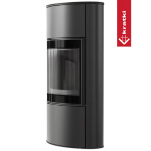 Piec stalowy KRATKI BJORN/W Ø 150 8 kW czarne wyłożenie