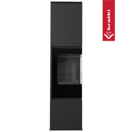 Piec stalowy KRATKI REN/L lewy Ø 150 7 kW czarne wyłożenie