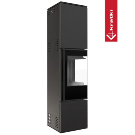 Piec stalowy KRATKI REN/L lewy Ø 150 7 kW czarne wyłożenie