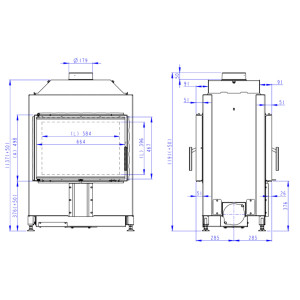 Kominek Romotop HEAT T 3G 70.50.04 Czarne wyłożenie