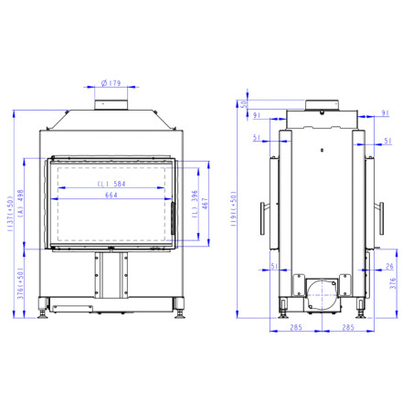 Kominek Romotop HEAT T 3G 70.50.04 Czarne wyłożenie