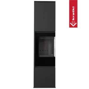Piec stalowy KRATKI REN/L prawy Ø 150 7 kW czarne wyłożenie