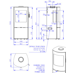 Piec kominkowy PARLA 3S - Metal
