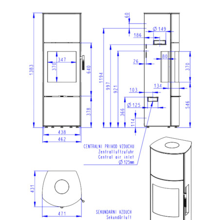 Piec kominkowy PARLA H 3S - Metal