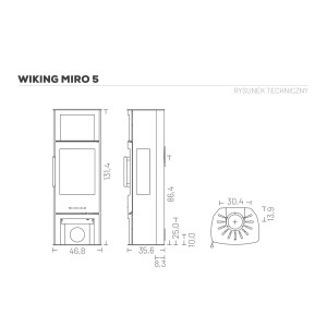 Piec wolnostojący Wiking Miro 5 ze schowkiem na drewno – Automatic