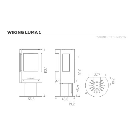 Piec wolnostojący Wiking Luma 1 na nodze – Automatic