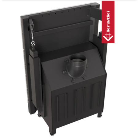 Kominek KRATKI ZIBI ECO 9,9 kW Ø 180 Gilotyna, Czarne wyłożenie