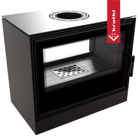 Piec stalowy tunelowy KRATKI KARI 80 12 kW Ø 180 Czarne wyłożenie
