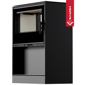 Piec stalowy tunelowy KRATKI KARI 80 12 kW Ø 180 z półką na drewno