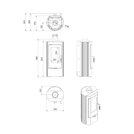 Piec żeliwny koza KRATKI K12 Ø 130 6 kW