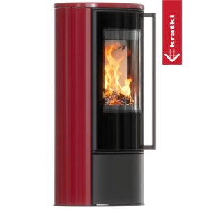 Piec stalowy ERIK Ø 150 5,5 kW kafel bordowy, pokrywa z kafli
