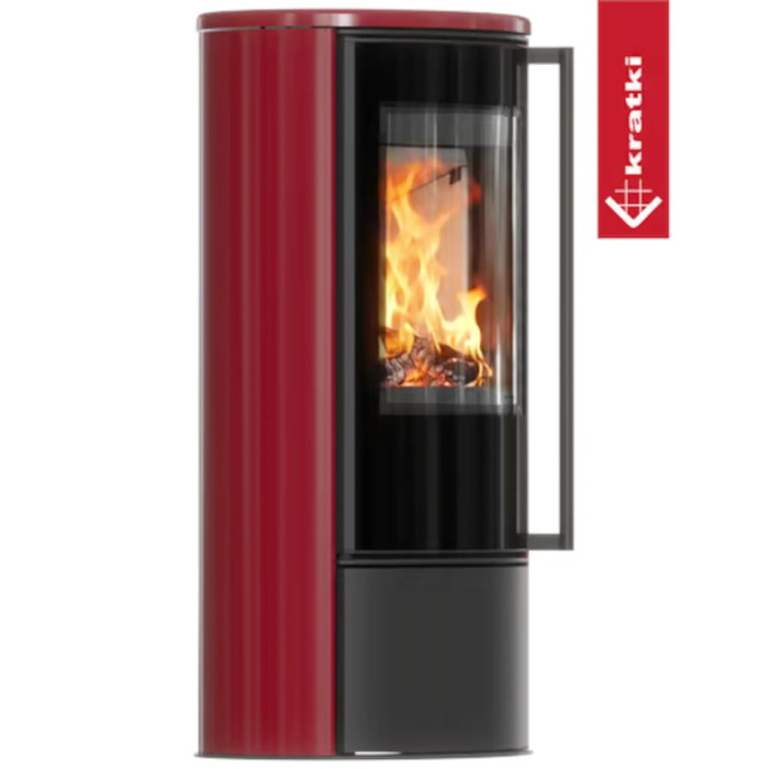 Piec stalowy ERIK Ø 150 5,5 kW kafel bordowy, pokrywa z kafli