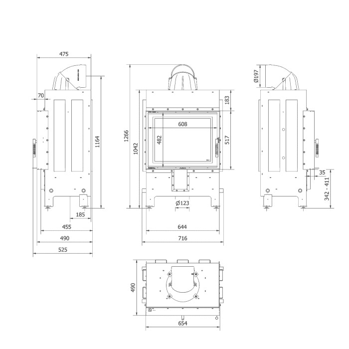 Kominek KRATKI LUCY 12 kW Ø 200