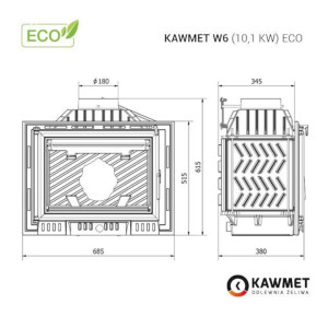 Kominek żeliwny KAWMET W6 10,1 kW ECO