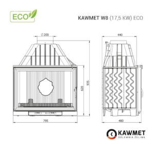 Kominek żeliwny KAWMET W8 17,5 kW ECO