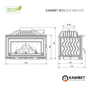 Kominek żeliwny KAWMET W15 9,4 kW ECO