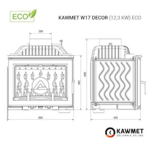 Kominek żeliwny KAWMET W17 Decor 12,3 kW ECO